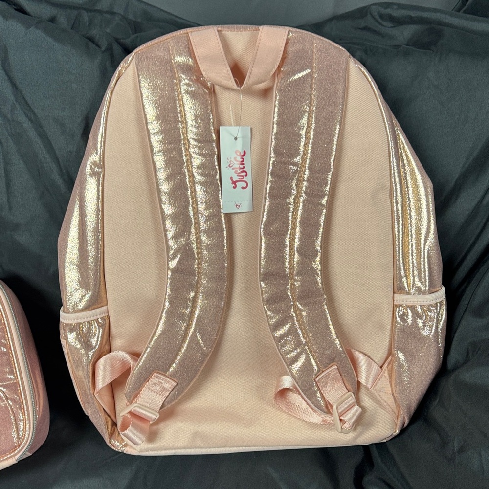 Justice Pink Sparkle Unicorn Backpack Set, Initial A - Picture 5 of 13